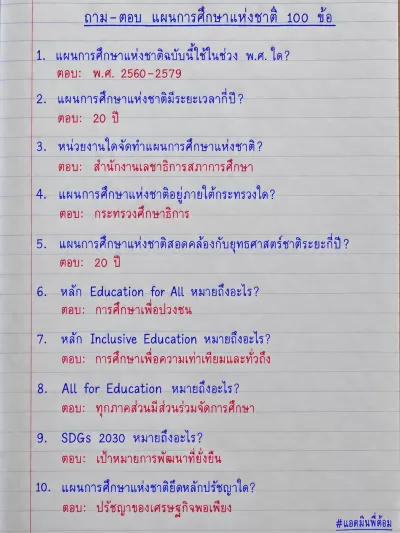 ถาม-ตอบ แผนการศึกษาแห่งชาติ 100 ข้อ