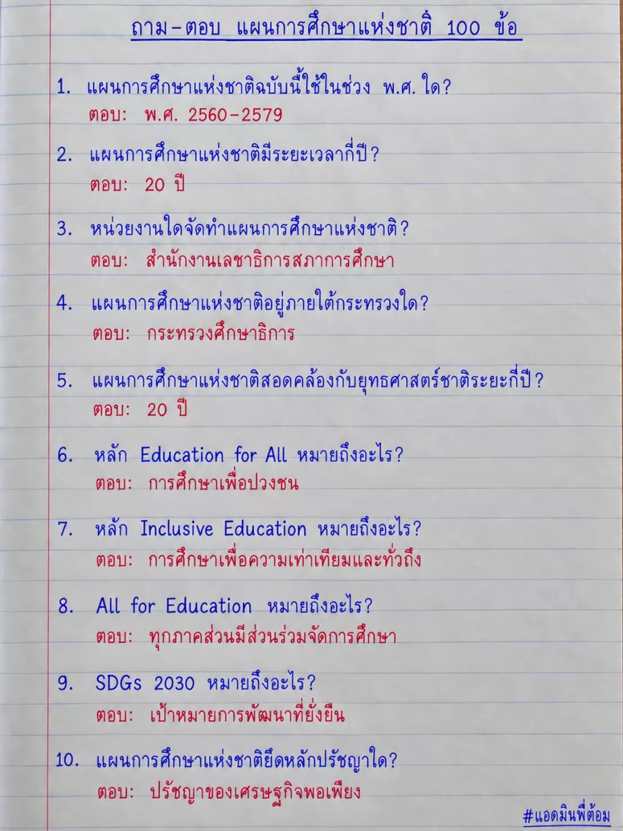 ถาม-ตอบ แผนการศึกษาแห่งชาติ 100 ข้อ